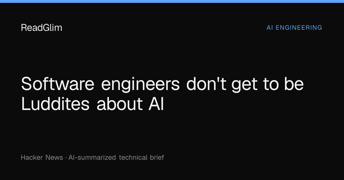 Software engineers don't get to be Luddites about AI — ReadGlim